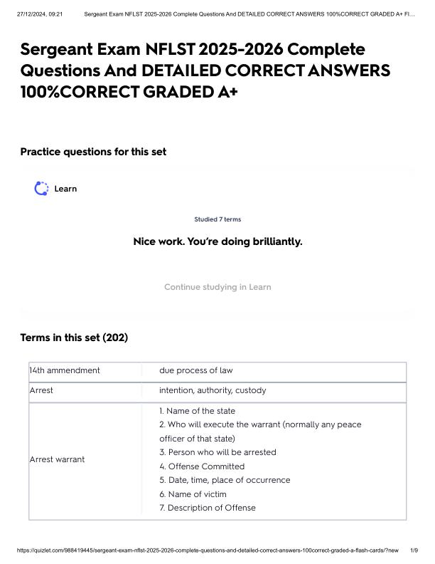 Sergeant Exam NFLST 2025-2026 Complete Questions And DETAILED CORRECT ANSWERS 100%CORRECT GRADED A+.pdf