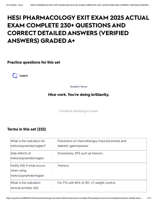 HESI PHARMACOLOGY EXIT EXAM 2025 ACTUAL EXAM COMPLETE 230+ QUESTIONS AND CORRECT DETAILED ANSWERS (VERIFIED ANSWERS) GRADED A+.pdf