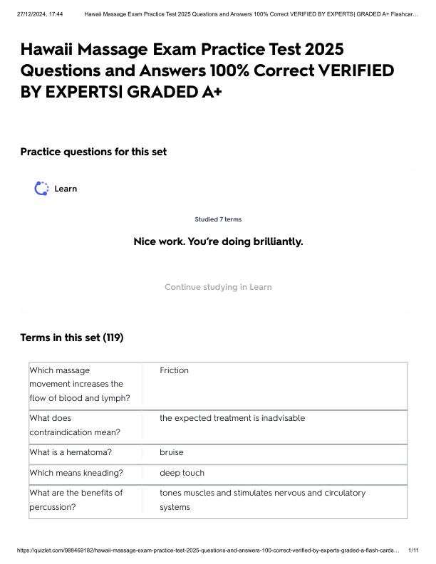 Hawaii Massage Exam Practice Test 2025 Questions and Answers 100% Correct VERIFIED BY EXPERTS_ GRADED A+.pdf