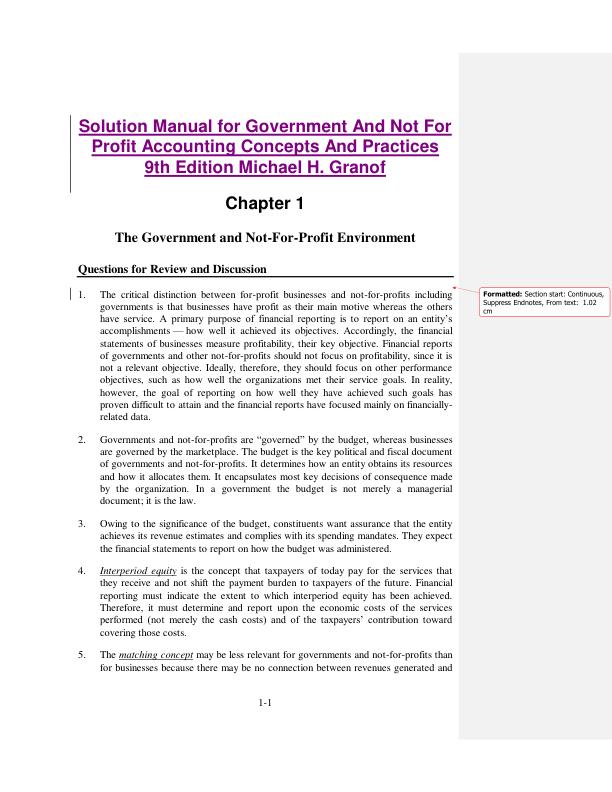 Solution Manual for Government And Not For Profit Accounting Concepts And Practices 9th Edition Michael H. Granof.pdf