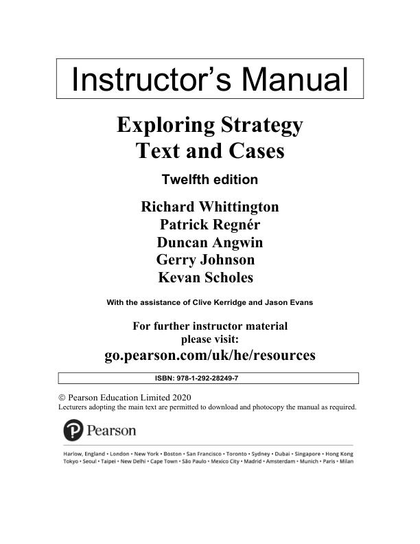 Solution Manual for Exploring Strategy Text And Cases 12th Edition Gerry Johnson, Richard Whittington.pdf