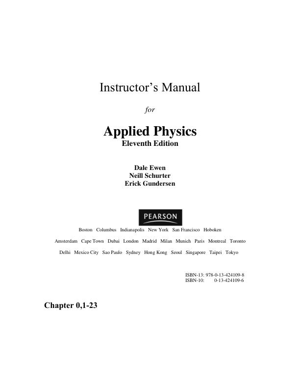 Solution Manual for Applied Physics 11th Edition Dale Ewen, Neill Schurter, Erik Gundersen.pdf