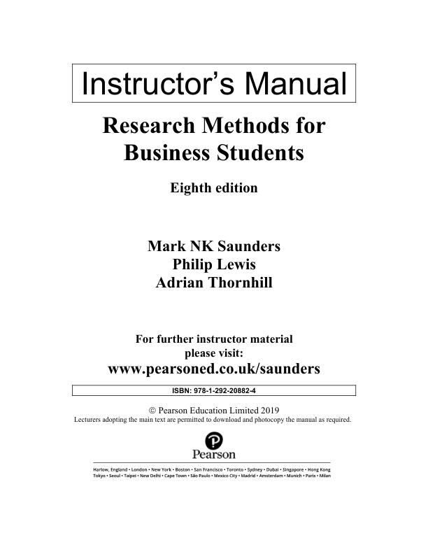 Solution Manual for Research Methods For Business Students 8th Edition Mark Saunders, Philip Lewis.pdf