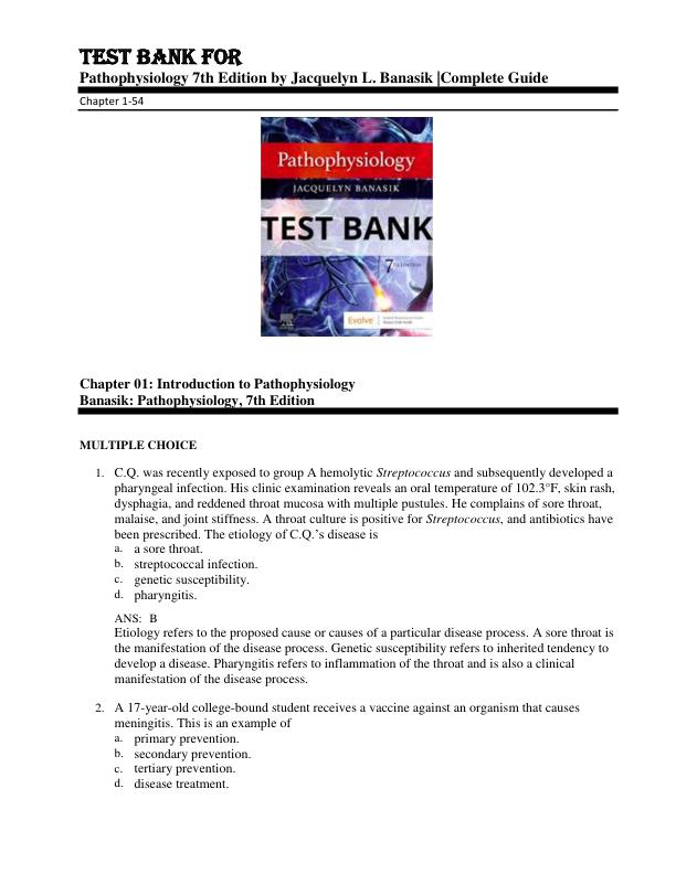 Test Bank For Pathophysiology 7th Edition by Jacquelyn L. Banasik Chapter 1-54Complete Guide.pdf