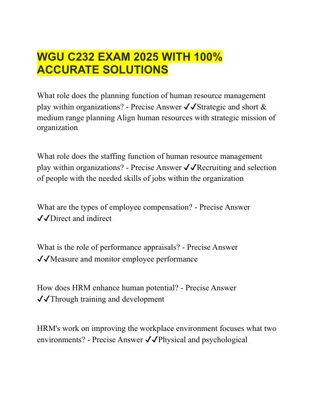  WGU C232 EXAM 2025 WITH 100% ACCURATE SOLUTIONS