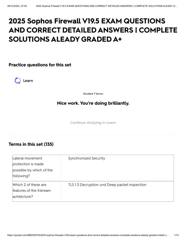 2025 Sophos Firewall V19.5 EXAM QUESTIONS AND CORRECT DETAILED ANSWERS _ COMPLETE SOLUTIONS ALEADY GRADED A+.pdf