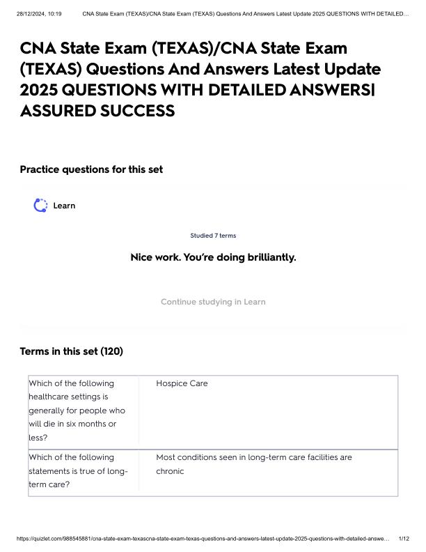 CNA State Exam (TEXAS)_CNA State Exam (TEXAS) Questions And Answers Latest Update 2025 QUESTIONS WITH DETAILED ANSWERS_ ASSURED SUCCESS.pdf