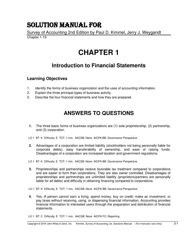 Solution Manual For Survey of Accounting 2nd Edition by Paul D. Kimmel, Jerry J. Weygandt.pdf