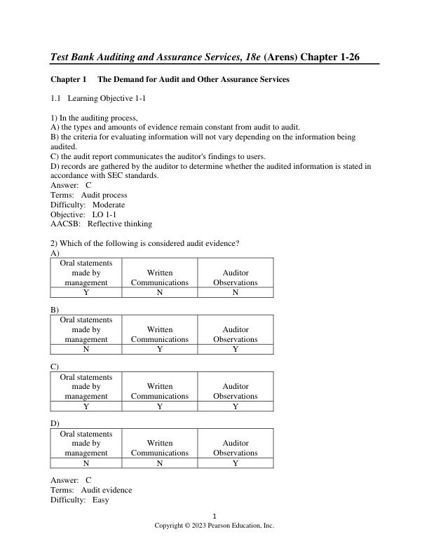 Test Bank For Auditing and Assurance Services, 18th Edition By Alvin a. arens, Randal j. elder, Mark s. Beasley.pdf