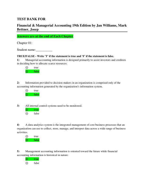 Test Bank For Financial & Managerial Accounting 19th Edition by Jan Williams, Mark Bettner, Josep.pdf