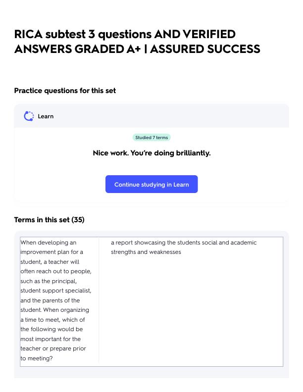 RICA subtest 3 questions AND VERIFIED ANSWERS GRADED A+ _ ASSURED SUCCESS.pdf