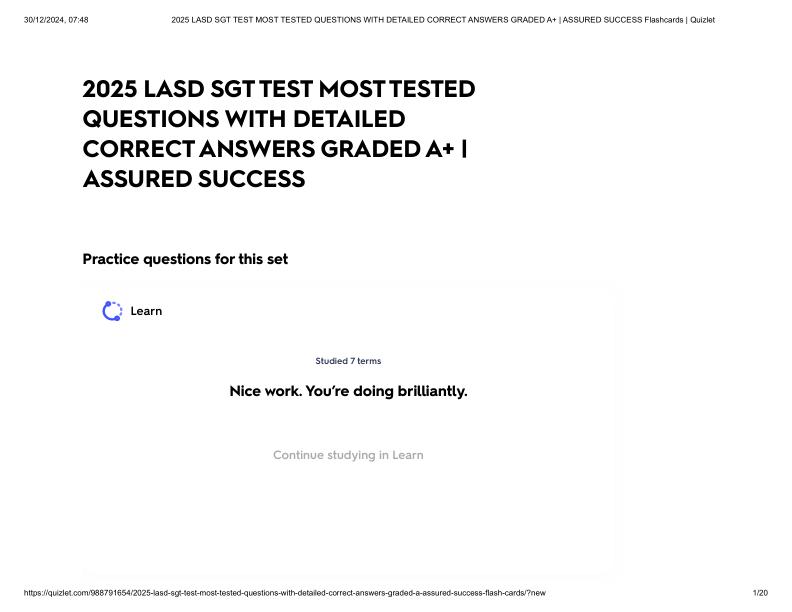 2025 LASD SGT TEST MOST TESTED QUESTIONS WITH DETAILED CORRECT ANSWERS GRADED A+ _ ASSURED SUCCESS.pdf