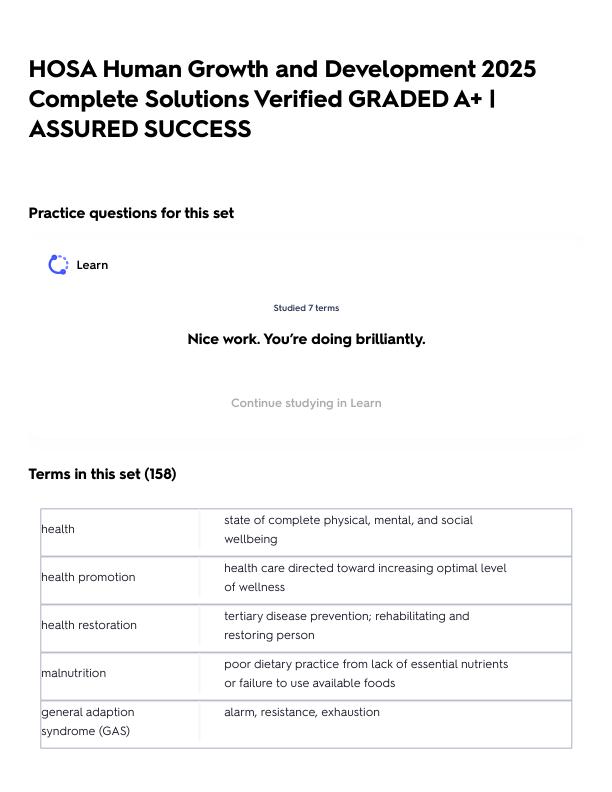 HOSA Human Growth and Development 2025 Complete Solutions Verified GRADED A+ _ ASSURED SUCCESS.pdf