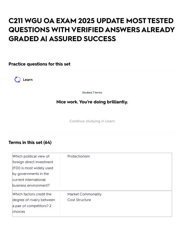 C211 WGU OA EXAM 2025 UPDATE MOST TESTED QUESTIONS WITH VERIFIED ANSWERS ALREADY GRADED A_ ASSURED SUCCESS.pdf