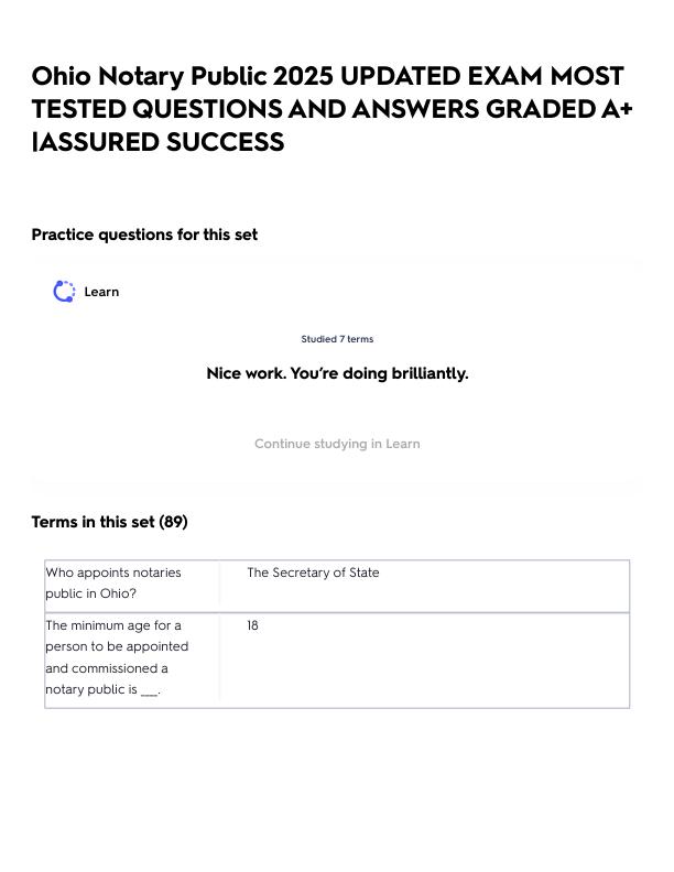 Ohio Notary Public 2025 UPDATED EXAM MOST TESTED QUESTIONS AND ANSWERS GRADED A+ _ASSURED SUCCESS.pdf