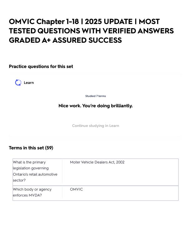 OMVIC Chapter 1-18 _ 2025 UPDATE _ MOST TESTED QUESTIONS WITH VERIFIED ANSWERS GRADED A+ ASSURED SUCCESS.pdf