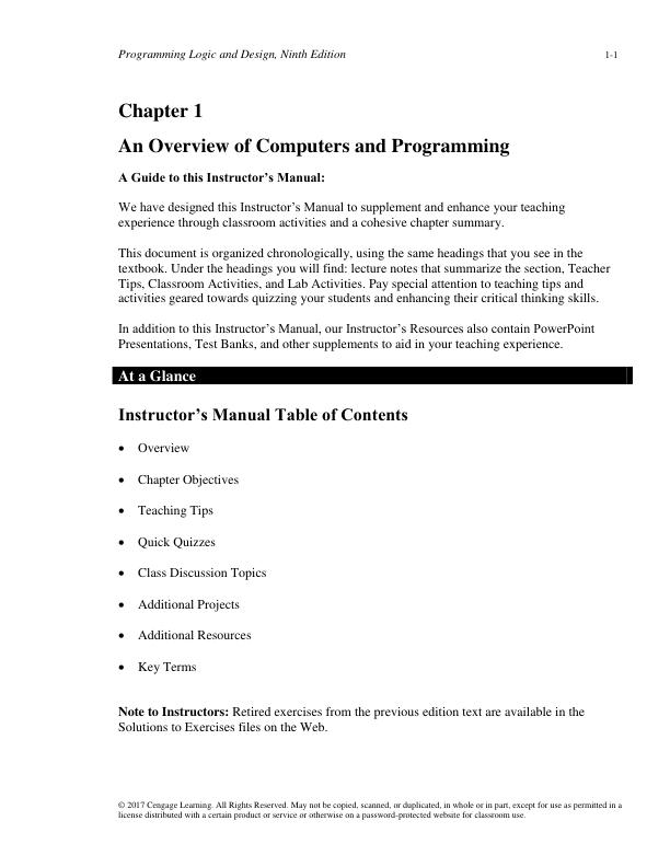 Instructor Manual for Programming Logic & Design Comprehensive 9th Edition by Joyce Farrell.pdf