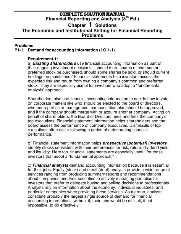 Solution Manual for Financial Reporting and Analysis 8th Edition by Lawrence Revsine, Daniel Collins, Bruce Johnson, Fred Mittelstaedt, Leonard Soffer.pdf