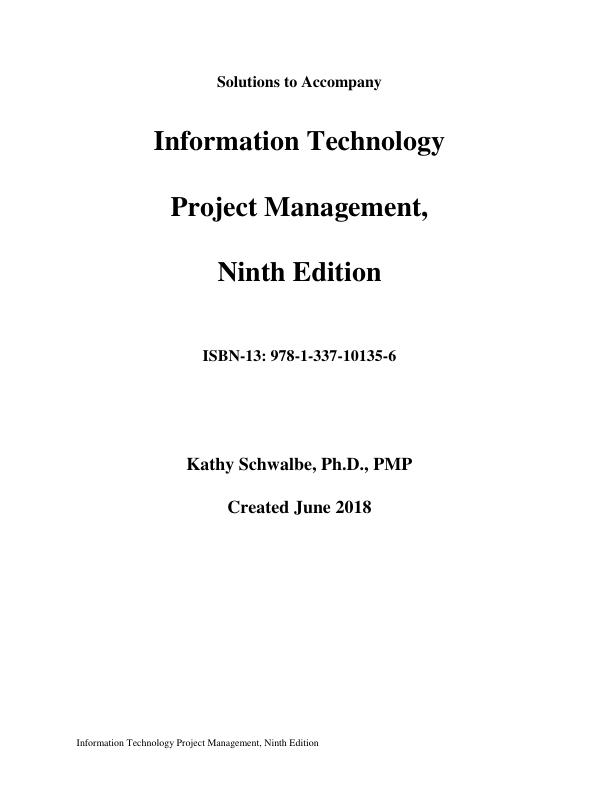 Solution Manual for Information Technology Project Management 9th Edition by Kathy Schwalbe.pdf