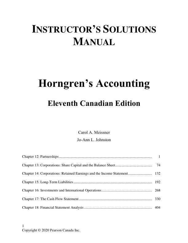 Solution Manual for Horngren's Accounting 1 Canadian Edition Volume 2 by Tracie Miller Nobles, Brenda Mattison.pdf