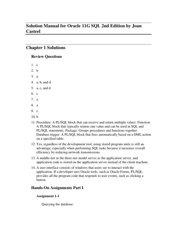 Solution Manual for Oracle 11G SQL 2nd Edition by Joan Casteel.pdf