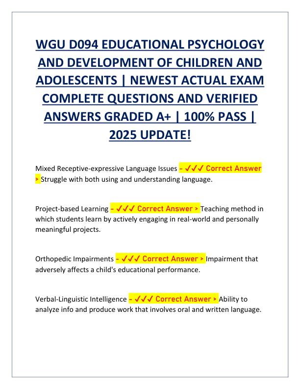 WGU D094 EDUCATIONAL PSYCHOLOGY AND DEVELOPMENT OF CHILDREN AND ADOLESCENTS.pdf