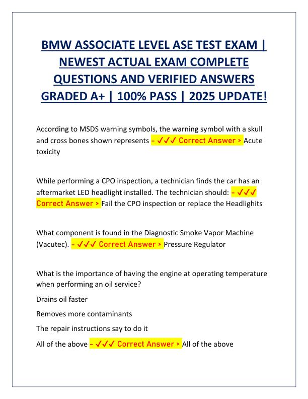 BMW ASSOCIATE LEVEL ASE TEST EXAM.pdf