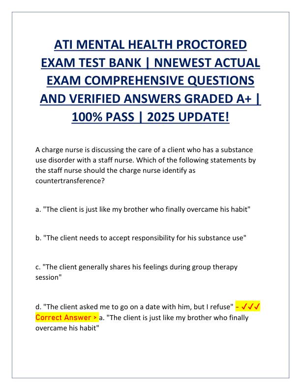 ATI MENTAL HEALTH PROCTORED EXAM TEST BANK.pdf