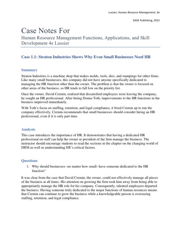 Case Notes for  Human Resource Management Functions, Applications, and Skill Development 4th Edition by Robert N. Lussier.pdf