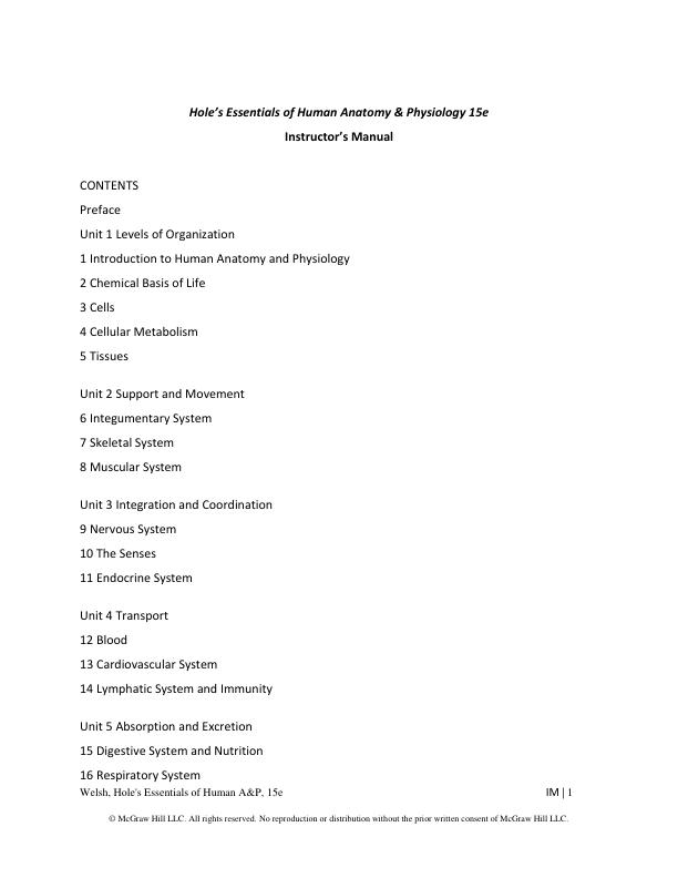 Instructor’s Manual For Hole's Essentials of Human Anatomy and Physiology 15th Edition By Charles Welsh.pdf