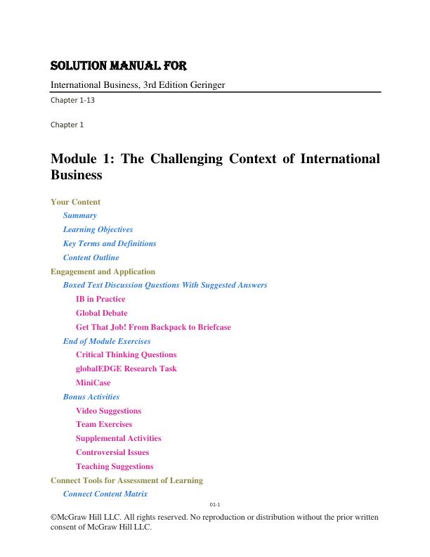 Solution Manual for International Business, 3rd Edition by Michael Geringer, Jeanne McNett.pdf