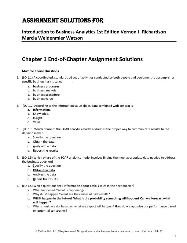 Solution Manual for Introduction to Business Analytics 1st Edition Vernon J. Richardson Marcia Weiden.pdf