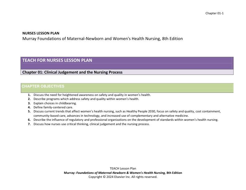 Solution Manual for Murray Foundations of Maternal-Newborn and Women's Health Nursing, 8th Edition by Sharon Smith Murray, Emily Slone McKinney, Karen Holub, Renee Jones.pdf