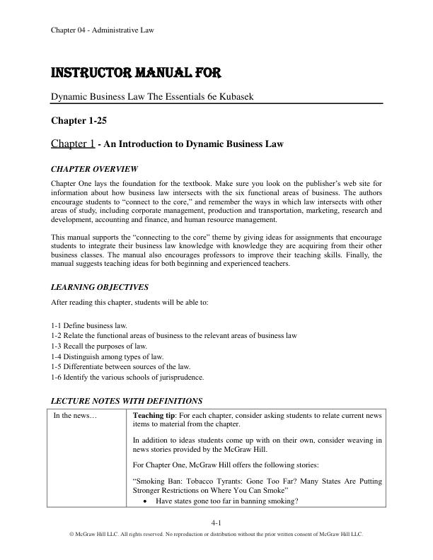 Solution Manual for Dynamic Business Law The Essentials 6th Edition by Nancy Kubasek and M. Neil Browne and Daniel Herron and Lucien Dhooge and Linda Barkacs.pdf