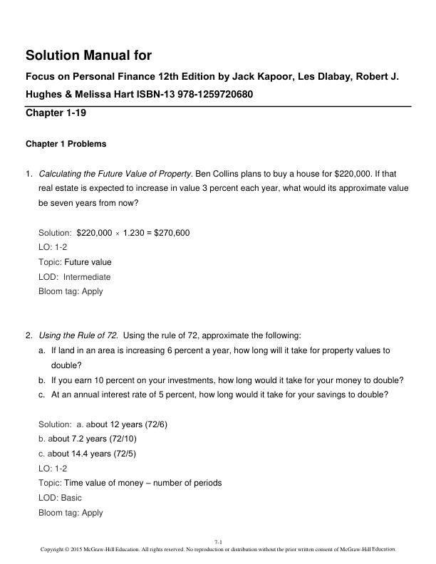 Solution Manual for Focus on Personal Finance 12th Edition by Jack Kapoor, Les Dlabay, Robert J. Hughes & Melissa Hart ISBN-13 ‎978-1259720680.pdf