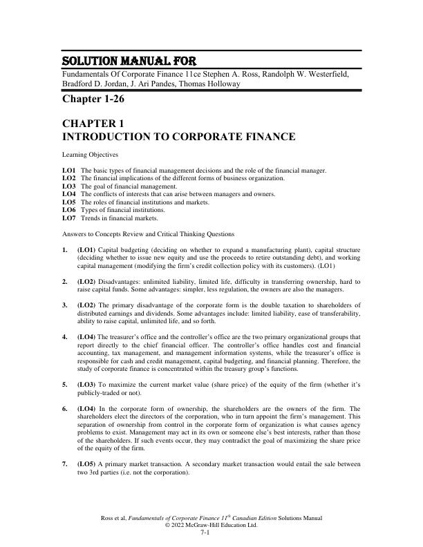 Solution Manual for Fundamentals Of Corporate Finance 11ce Stephen A. Ross, Randolph W. Westerfield, Bradford D. Jordan, J. Ari Pandes, Thomas Holloway.pdf