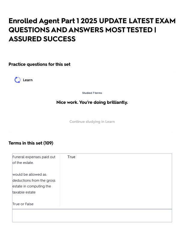 Enrolled Agent Part 1 2025 UPDATE LATEST EXAM QUESTIONS AND ANSWERS MOST TESTED _ ASSURED SUCCESS.pdf