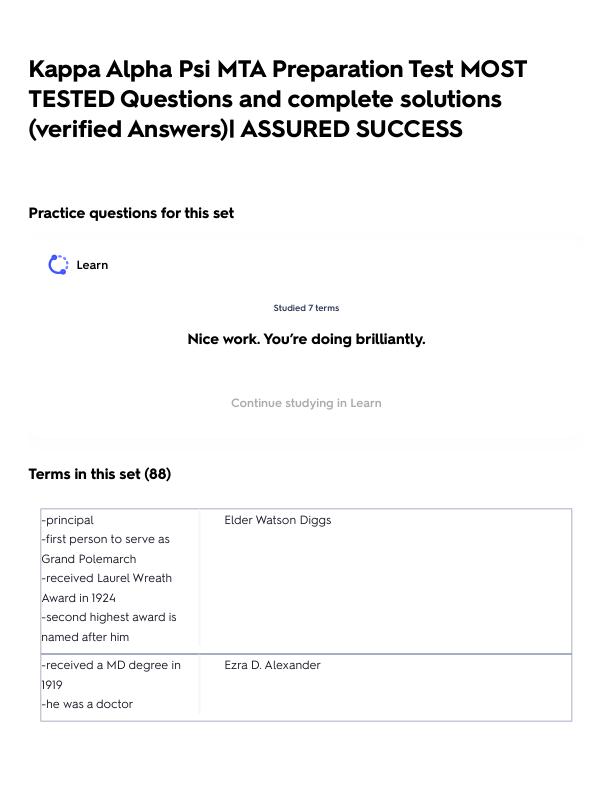 Kappa Alpha Psi MTA Preparation Test MOST TESTED Questions and complete solutions (verified Answers)_ ASSURED SUCCESS.pdf