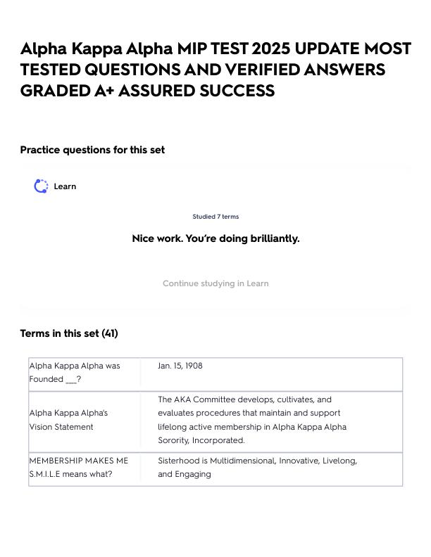 Alpha Kappa Alpha MIP TEST 2025 UPDATE MOST TESTED QUESTIONS AND VERIFIED ANSWERS GRADED A+ ASSURED SUCCESS.pdf