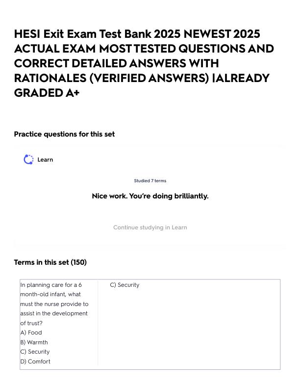 HESI Exit Exam Test Bank 2025 NEWEST 2025 ACTUAL EXAM MOST TESTED QUESTIONS AND CORRECT DETAILED ANSWERS WITH RATIONALES (VERIFIED ANSWERS) _ALREADY GRADED A+.pdf