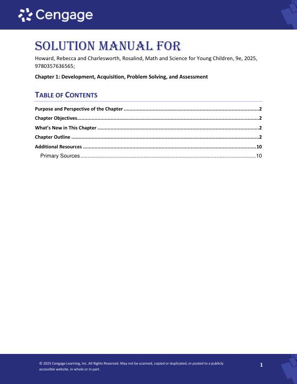 Solution Manual For Math and Science for Young Children 9th Edition by Rosalind Charlesworth, Ph.D Chapter 1-12.pdf