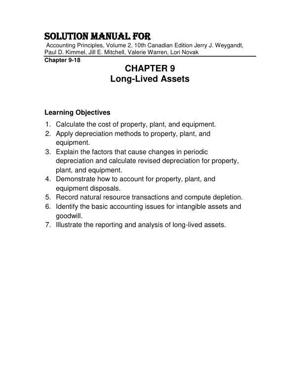 Solution Manual For Accounting Principles, Volume 2, 10th Canadian Edition by Jerry J. Weygandt, Paul D. Kimmel, Jill E. Mitchell, Valerie Warren, Lori Novak Chapter 9-18.pdf