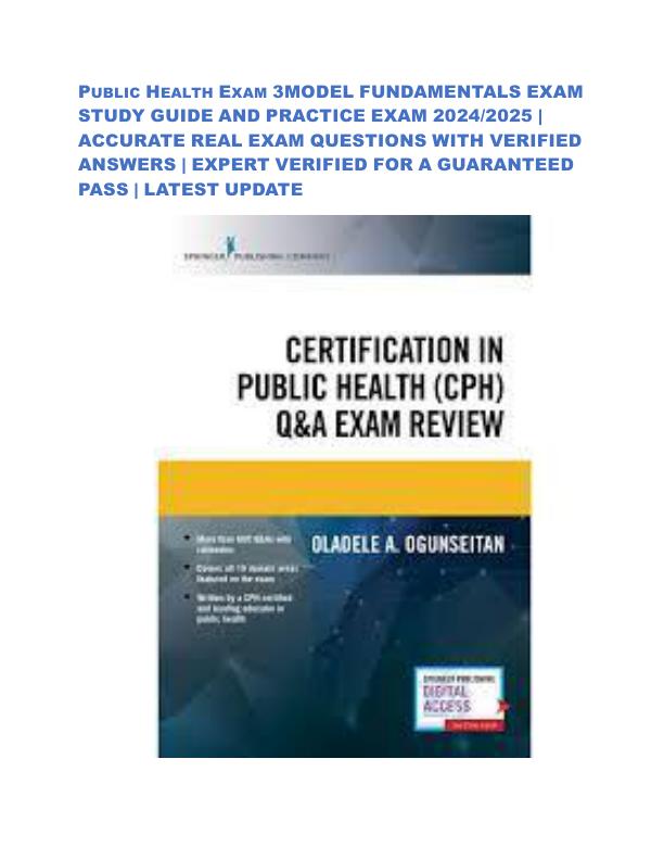 Public Health Exam 3MODEL FUNDAMENTALS EXAM STUDY GUIDE AND PRACTICE EXAM 2024.pdf