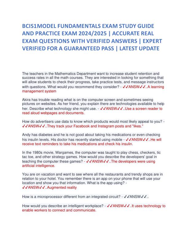 BCIS1MODEL FUNDAMENTALS EXAM STUDY GUIDE AND PRACTICE EXAM 2024.pdf