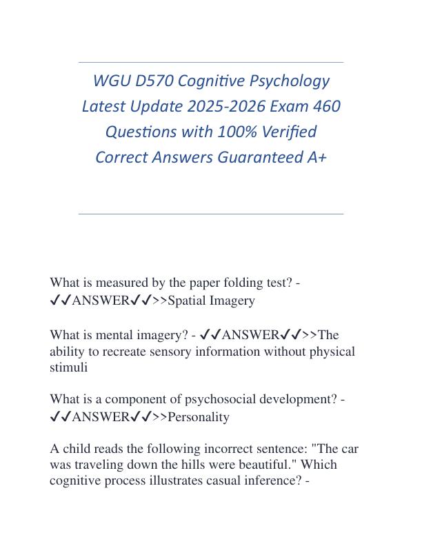 WGU D570 Cognitive Psychology Latest Update 2025.pdf