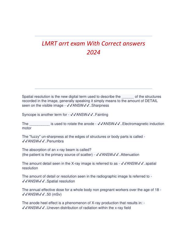 LMRT arrt exam With Correct answers 2024.pdf