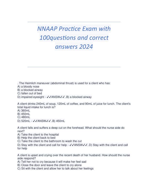 NNAAP Practice Exam with 100questions and correct answers 2024.pdf