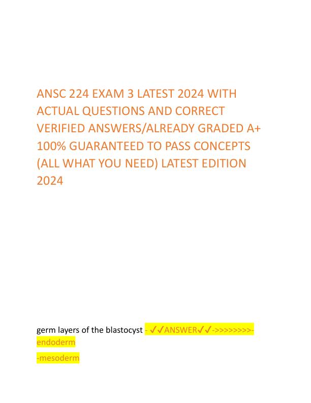 ANSC 224 EXAM 3 LATEST 2024 WITH ACTUAL QUESTIONS AND CORRECT VERIFIED ANSWERS.pdf