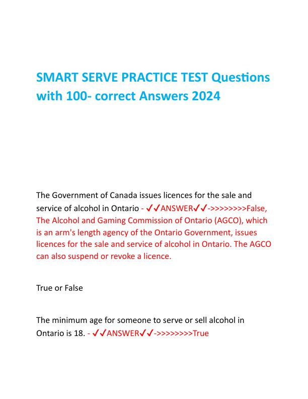 SMART SERVE PRACTICE TEST Questions with 100.pdf