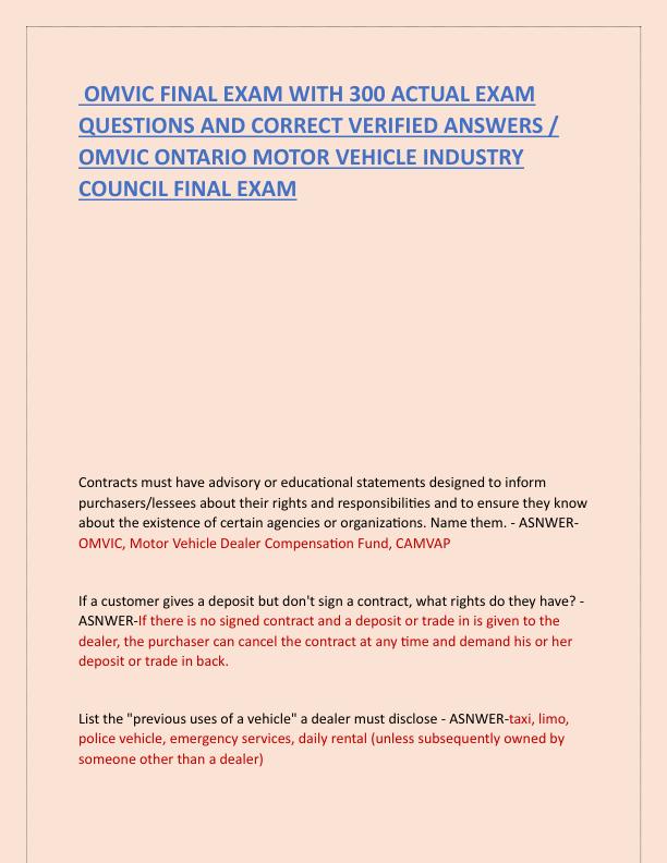 OMVIC FINAL EXAM WITH 300 ACTUAL EXAM QUESTIONS AND CORRECT VERIFIED ANSWERS.pdf